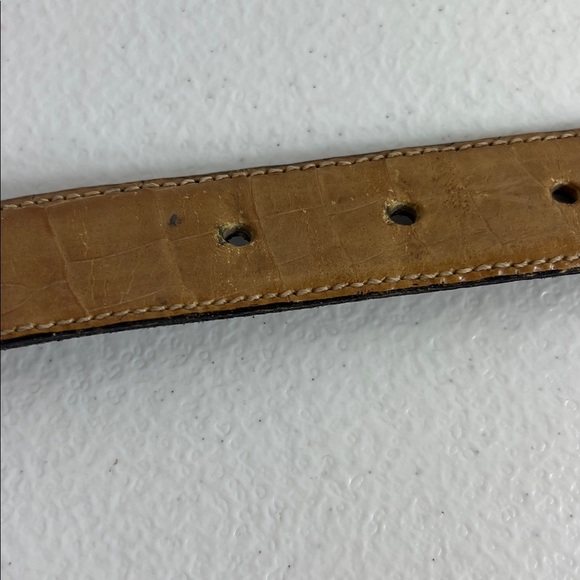Vicenza Sz 26 Embossed Belt Tan Italian Calfskin Ornate Buckle